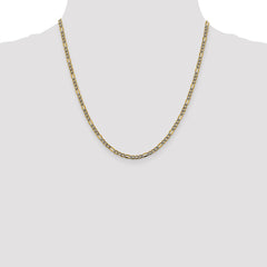 14K Yellow Gold 3.2mm Semi-solid with Rhodium Pave Figaro Chain