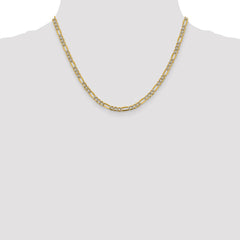 14K Yellow Gold 3.9mm Semi-solid with Rhodium Pave Figaro Chain