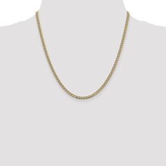 Cadena curva semisólida de oro amarillo de 14 quilates de 3,4 mm con pavé de rodio