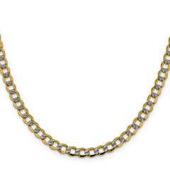 14K Yellow Gold 5.2mm Semi-solid with Rhodium Pave Curb Chain