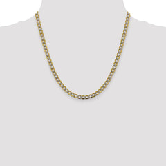 14K Yellow Gold 5.2mm Semi-solid with Rhodium Pave Curb Chain