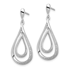 Rhodium-plated Sterling Silver Diamond Post Dangle Earrings