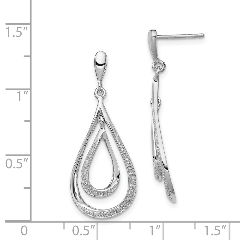 Rhodium-plated Sterling Silver Diamond Post Dangle Earrings