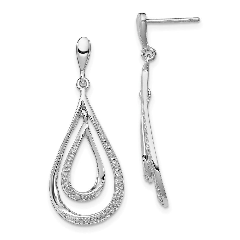 Rhodium-plated Sterling Silver Diamond Post Dangle Earrings