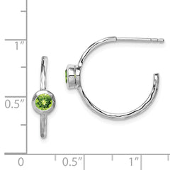 Rhodium-plated Sterling Silver Peridot Post Hoop Earrings