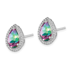 Rhodium-plated Sterling Silver Mystic Topaz & CZ Post Earrings