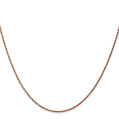 14K Rose Gold 1mm Diamond-cut Machine-made Rope Chain