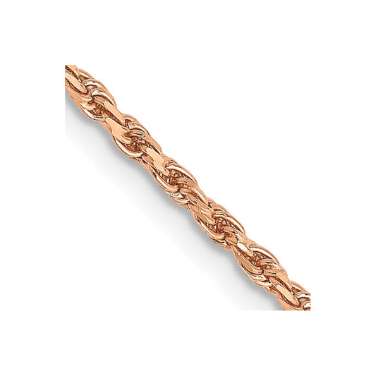 14K Rose Gold 1.8mm Diamond-cut Machine-made Rope Chain
