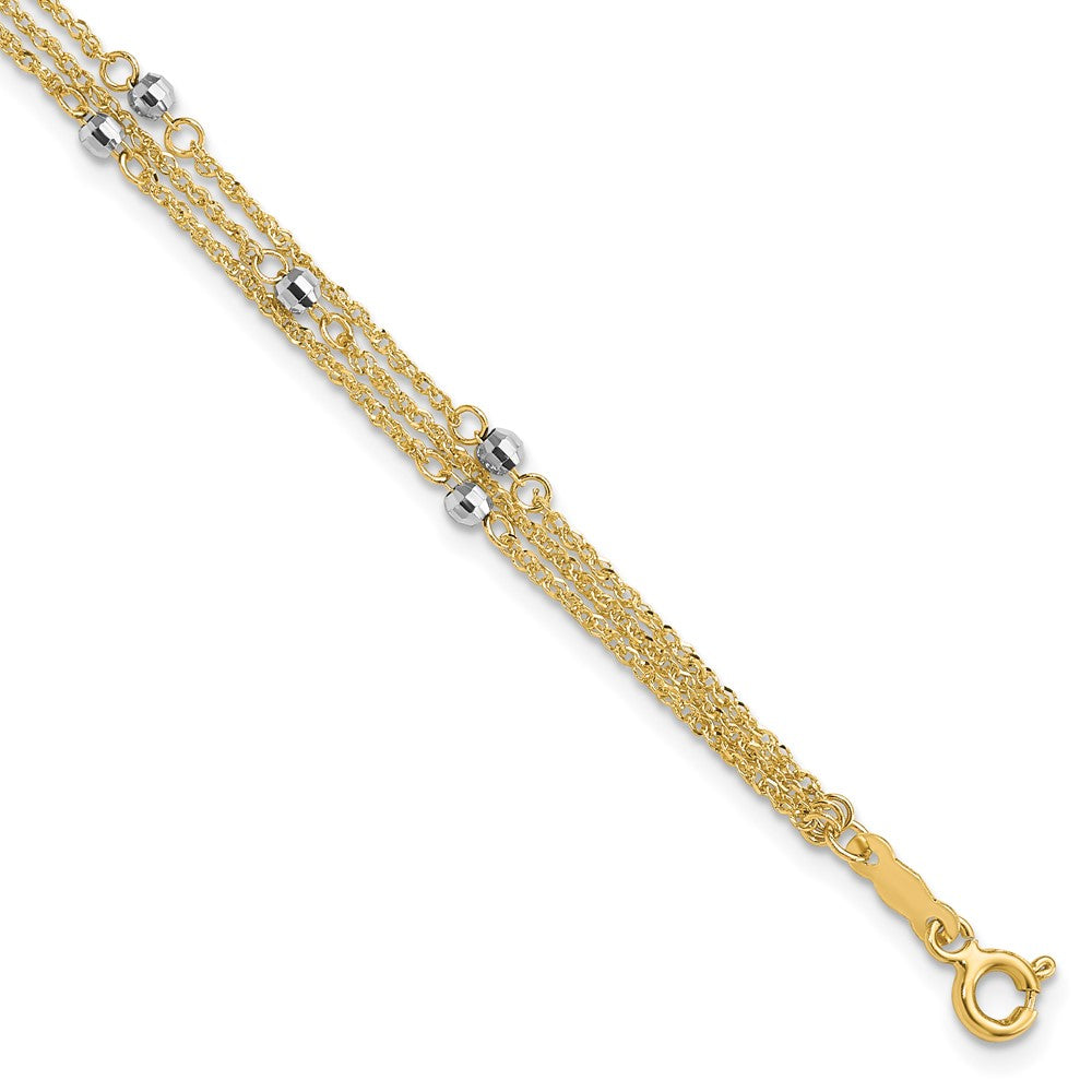 14K Two-Tone Gold 6mm Triple Strand Bracelet
