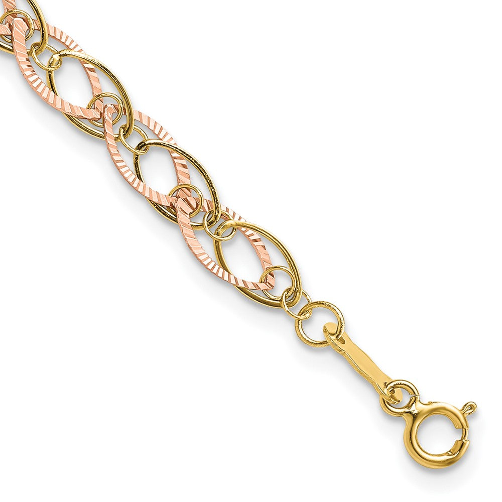 14K Two-Tone Gold 7mm Oval Link Bracelet