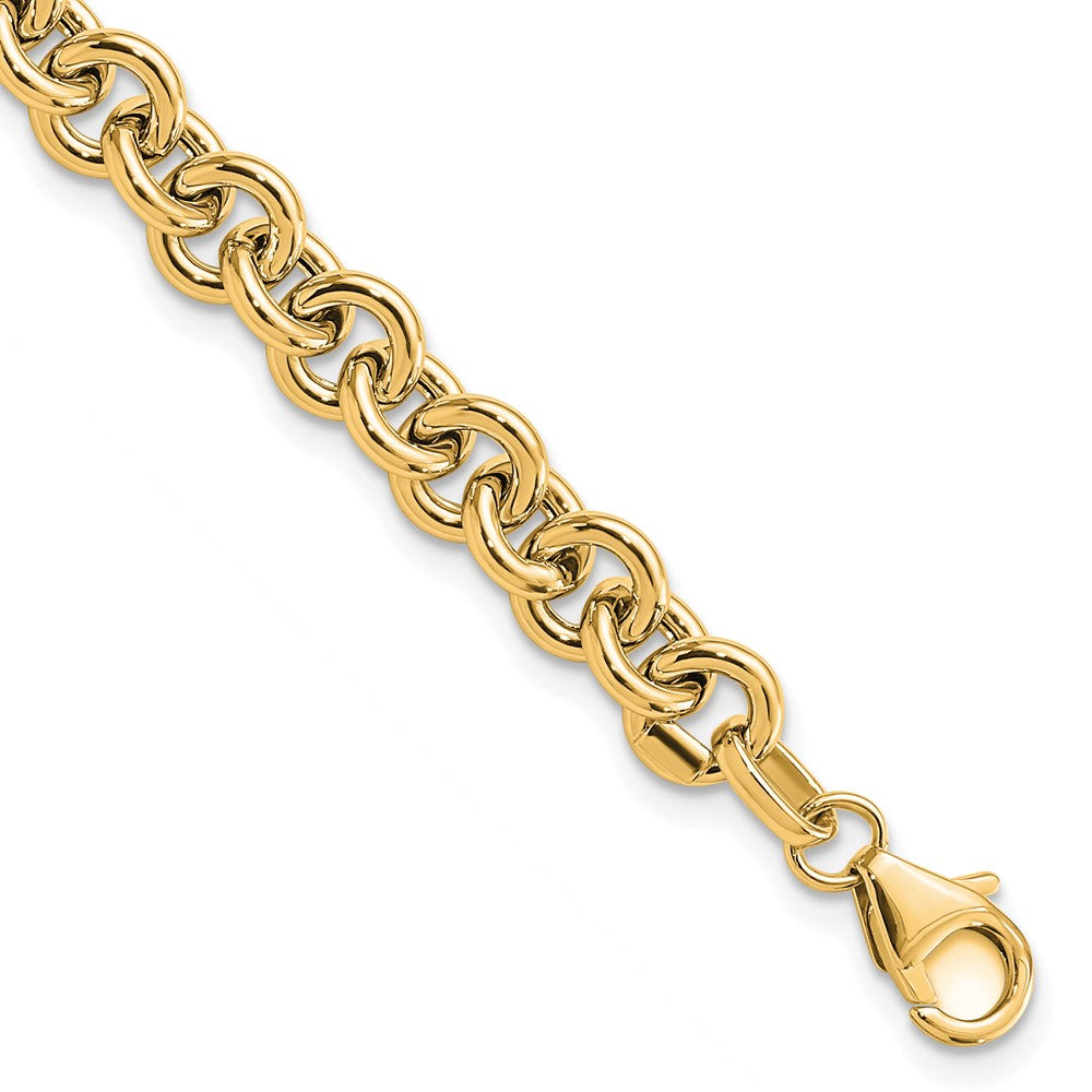 14K Yellow Gold Polished Fancy 6.5mm Rolo Link Bracelet