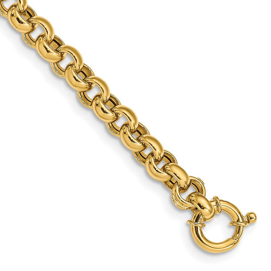 14K Yellow Gold Polished Fancy Rolo Link Bracelet