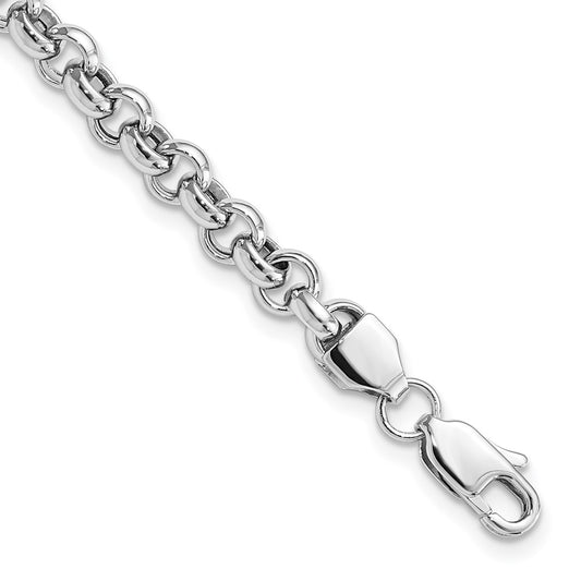 14K White Gold 4.75mm Polished Fancy Rolo Link Bracelet
