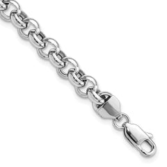 14K White Gold 6.25mm Polished Fancy Rolo Link Bracelet