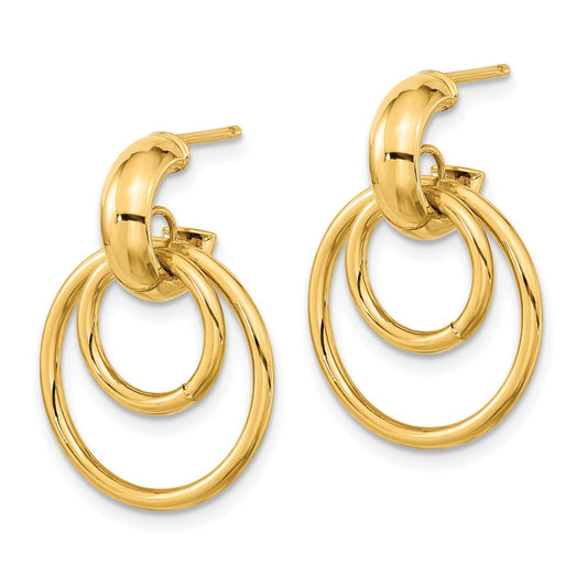 14K Yellow Gold Polished Fancy Post Dangle Earrings