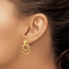 14K Yellow Gold Polished Fancy Post Dangle Earrings