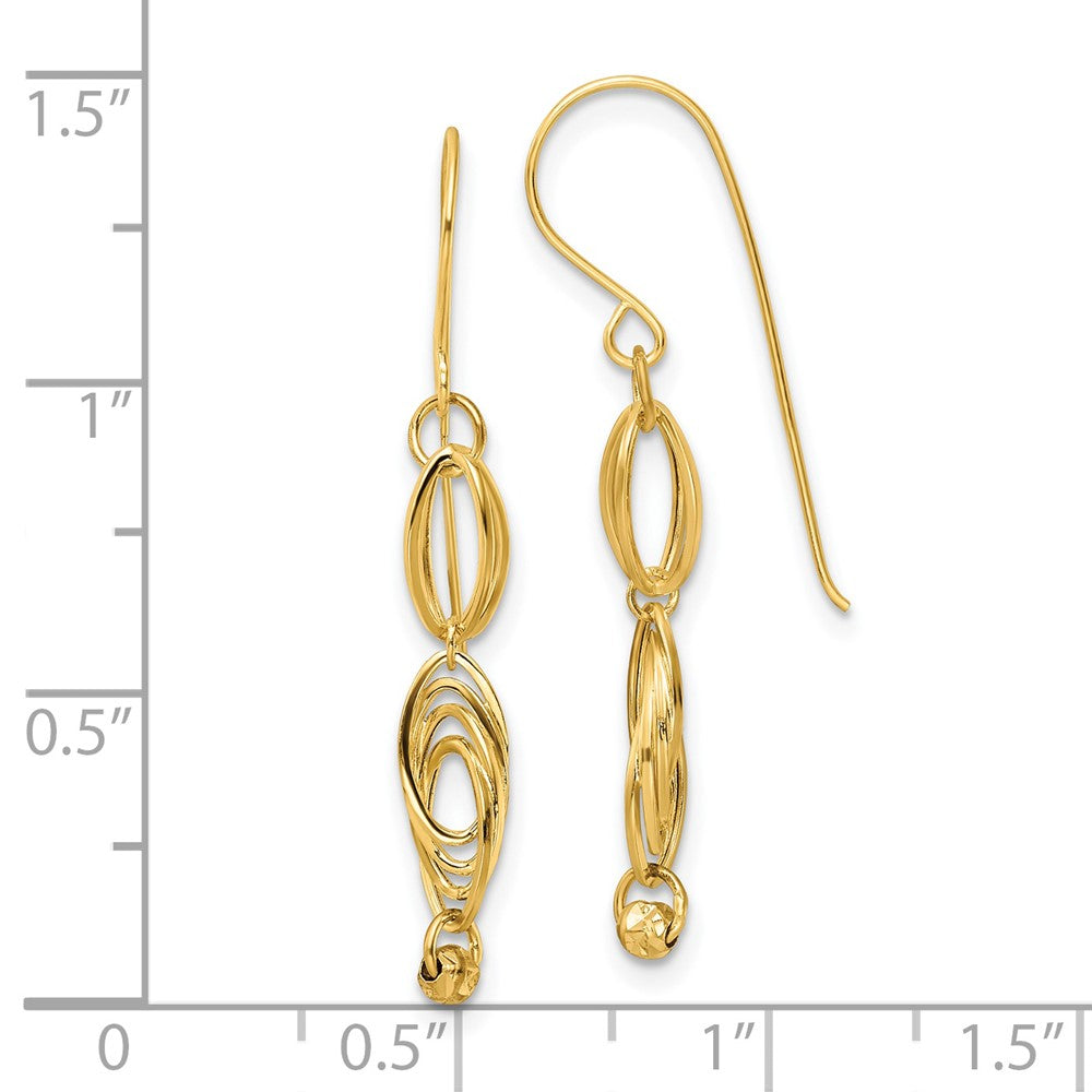 14K Yellow Gold Oval Link Dangle Earrings