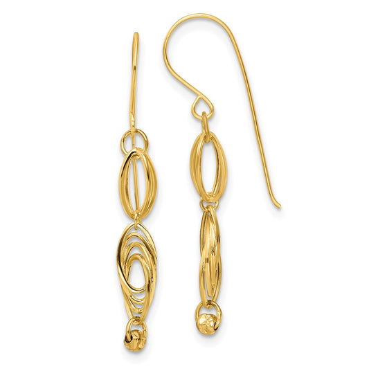 14K Yellow Gold Oval Link Dangle Earrings