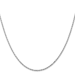14K White Gold 1.30mm Diamond-cut Machine-made Rope Chain
