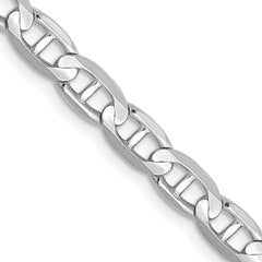 14K White Gold 4.5mm Concave Anchor Chain