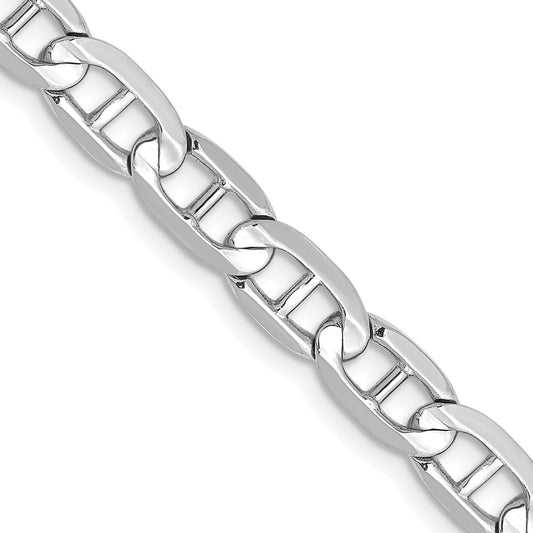 14K White Gold 5.25mm Concave Anchor Chain
