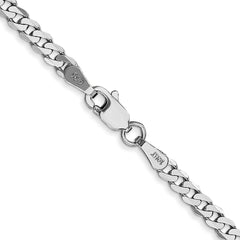 14K White Gold 2.9mm Flat Beveled Curb Chain