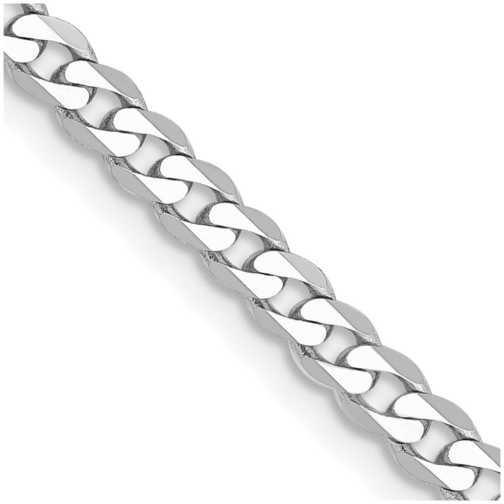14K White Gold 2.9mm Flat Beveled Curb Chain