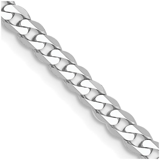 14K White Gold 2.9mm Flat Beveled Curb Chain