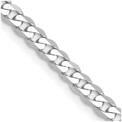 14K White Gold 2.9mm Flat Beveled Curb Chain