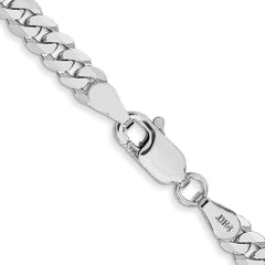 14K White Gold 3.9mm Flat Beveled Curb Chain