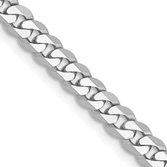 14K White Gold 3.9mm Flat Beveled Curb Chain