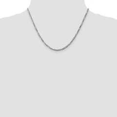 Cadena Figaro plana de oro blanco de 14 quilates de 2,75 mm