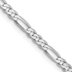 14K White Gold 2.75mm Flat Figaro Chain