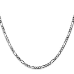 14K White Gold 3mm Flat Figaro Chain