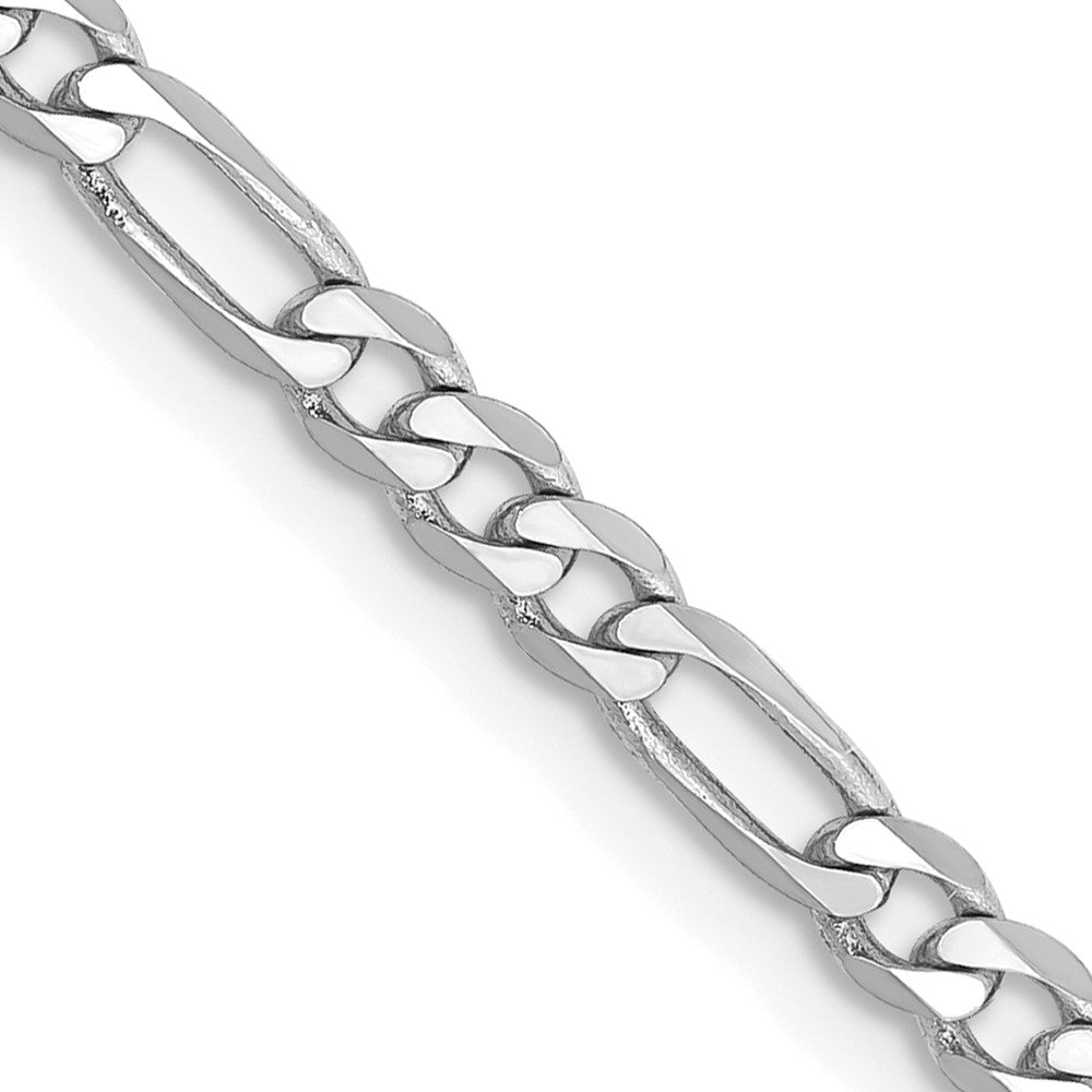 14K White Gold 3mm Flat Figaro Chain