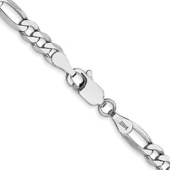 14K White Gold 4mm Flat Figaro Chain