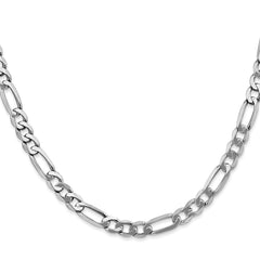 Cadena Figaro plana de oro blanco de 14 quilates de 5,5 mm
