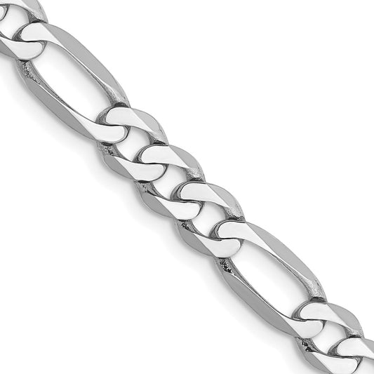 14K White Gold 5.5mm Flat Figaro Chain