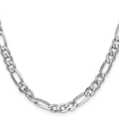 14K White Gold 6mm Flat Figaro Chain