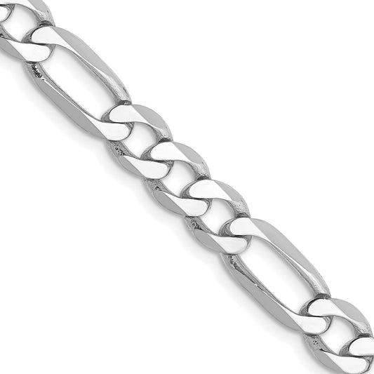 14K White Gold 6mm Flat Figaro Chain