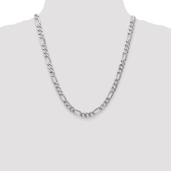 14K White Gold 7mm Flat Figaro Chain
