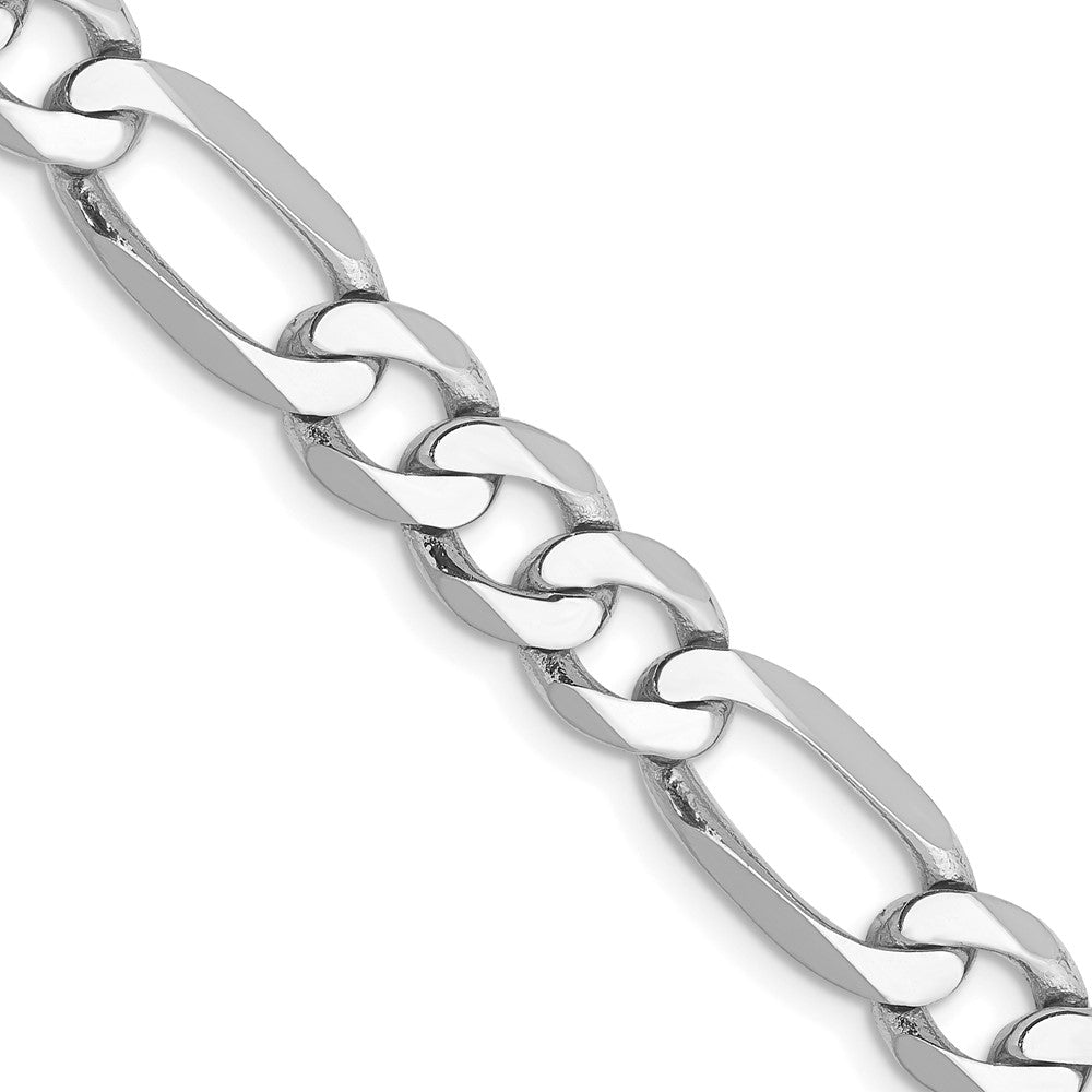 14K White Gold 7mm Flat Figaro Chain