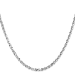 14K White Gold 3.0mm Diamond-cut Quadruple Rope Chain