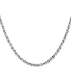 14K White Gold 3.35mm Diamond-cut Quadruple Rope Chain