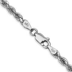 14K White Gold 3.35mm Diamond-cut Quadruple Rope Chain