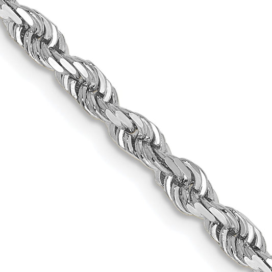 14K White Gold 3.35mm Diamond-cut Quadruple Rope Chain