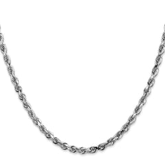14K White Gold 4mm Diamond-cut Quadruple Rope Chain