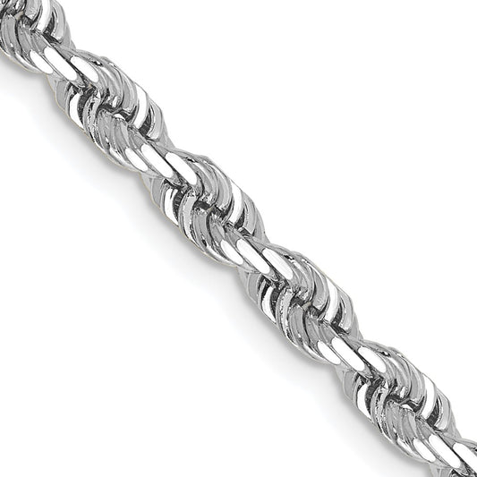 14K White Gold 4mm Diamond-cut Quadruple Rope Chain