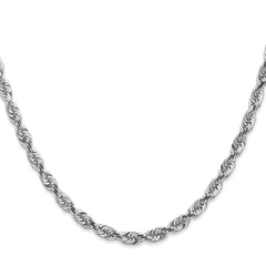 14K White Gold 4.5mm Diamond-cut Quadruple Rope Chain