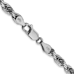 14K White Gold 4.5mm Diamond-cut Quadruple Rope Chain